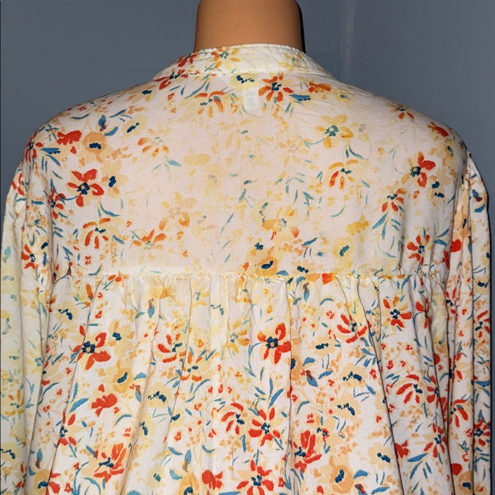 Time & Tru Floral Long Sleeve Smocked Top - Size XXL - Picture 7 of 7